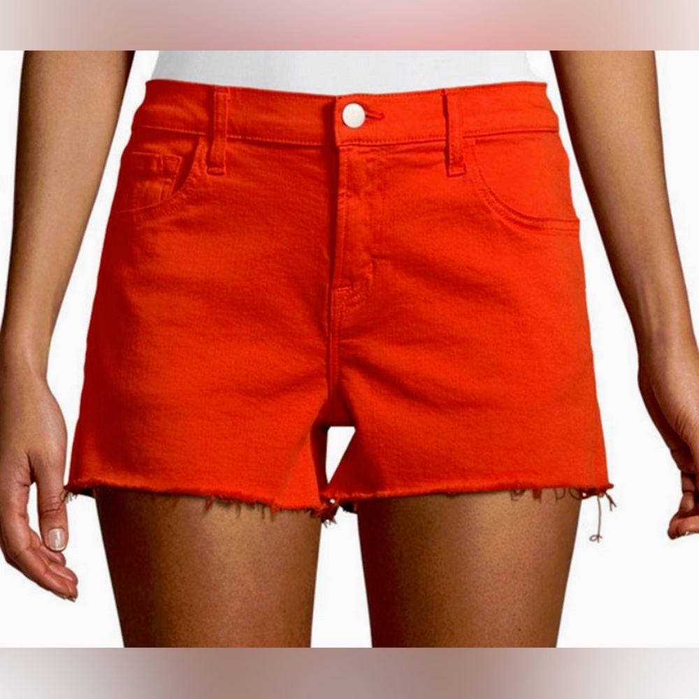 J Brand by Neiman Marcus Photo Ready Bright Coral Raw Hem Shorts - Size 27